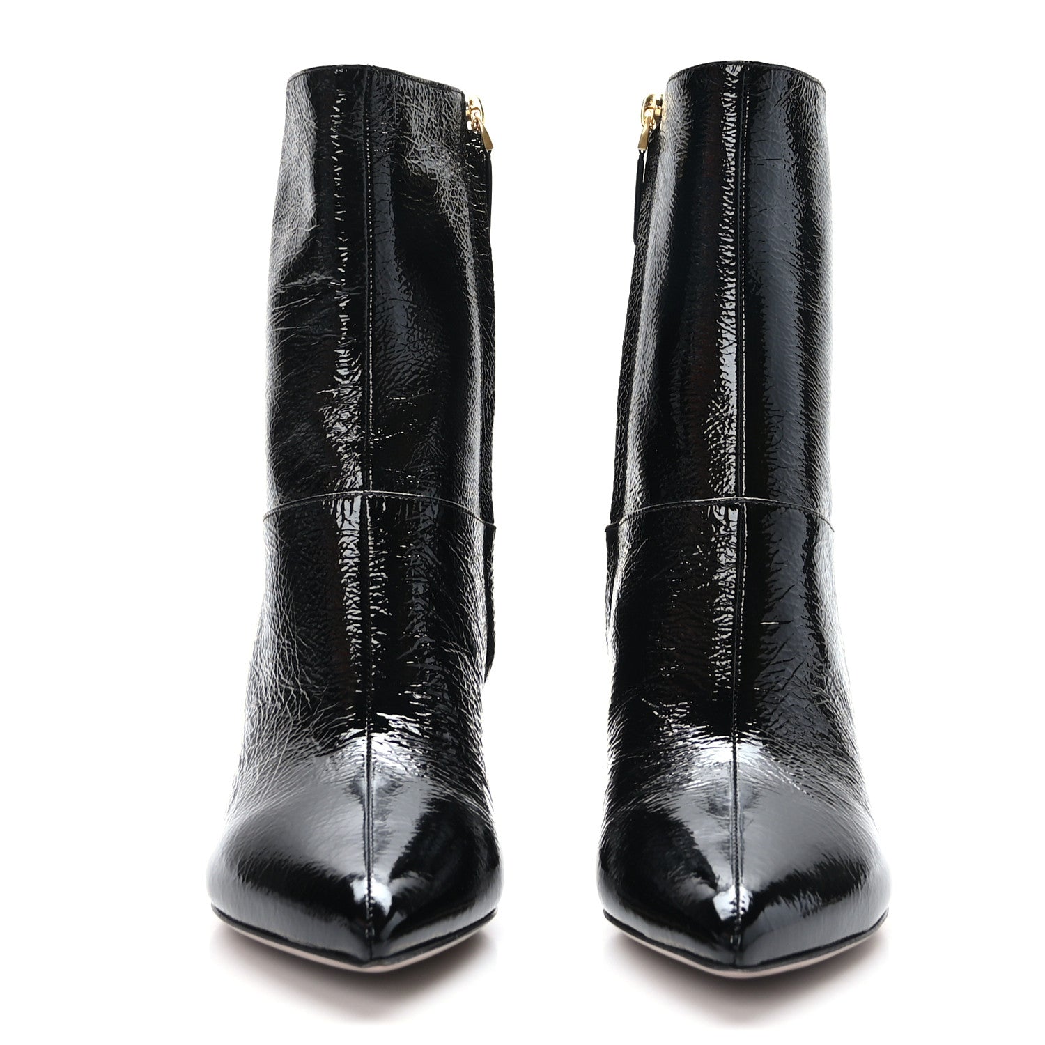 Valentino Garavani Crinkled Patent Ankle Boots 36.5 Black 2 of 8