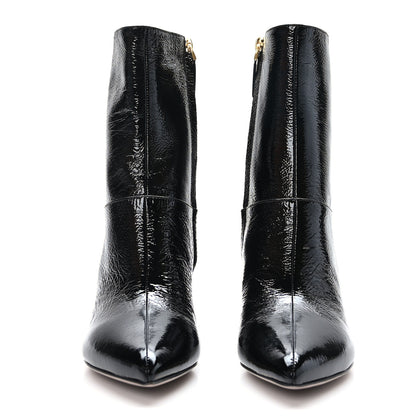 Valentino Garavani Crinkled Patent Ankle Boots 36.5 Black 2 of 8