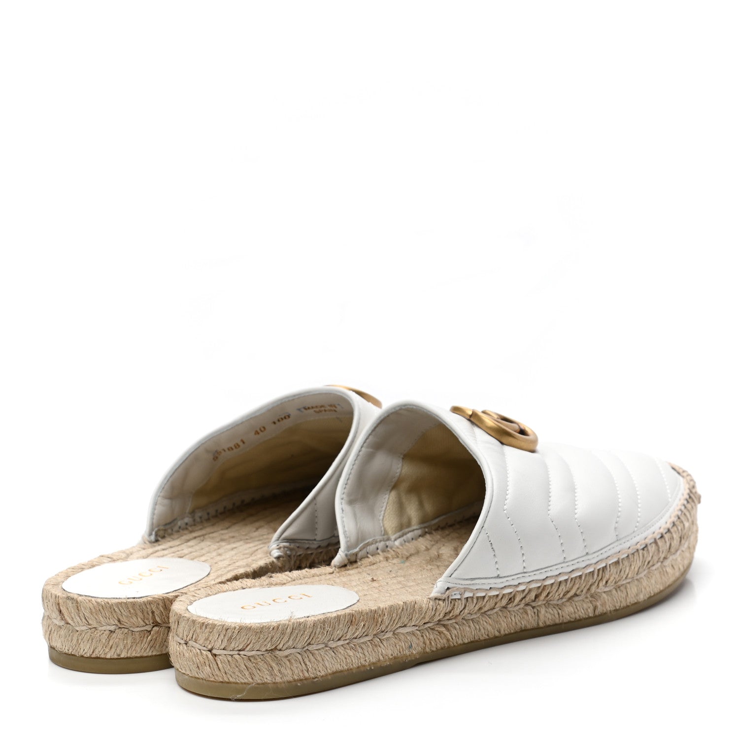 Gucci Nappa Matelasse GG Marmont Espadrille Slippers 40 Great White 4 of 10