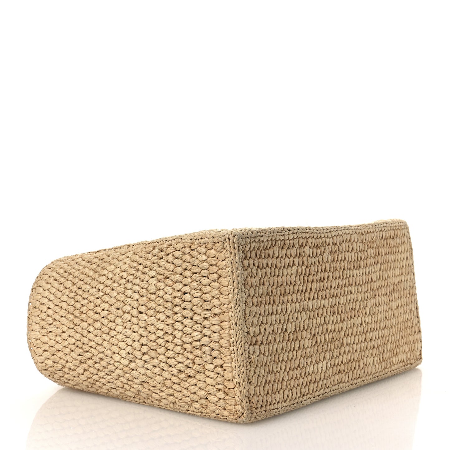 Raffia Calfskin Triomphe Small Cabas Thais Tan
