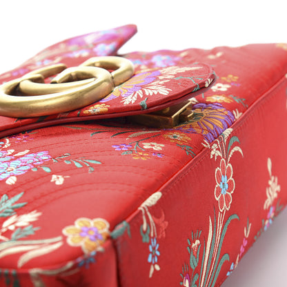 Gucci Jacquard Matelasse Floral Medium GG Marmont Shoulder Bag Red 14 of 15