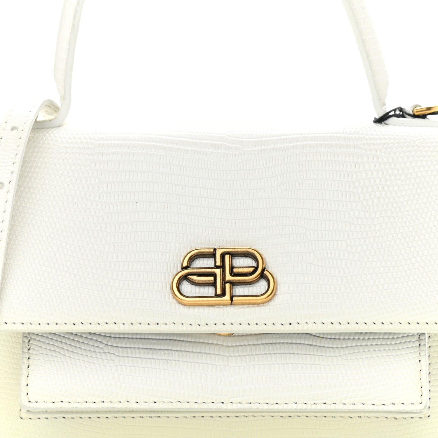 Balenciaga Patent Calfskin Lizard Embossed XS Sharp Top Handle Bag White 7 of 10