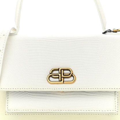 Balenciaga Patent Calfskin Lizard Embossed XS Sharp Top Handle Bag White 7 of 10