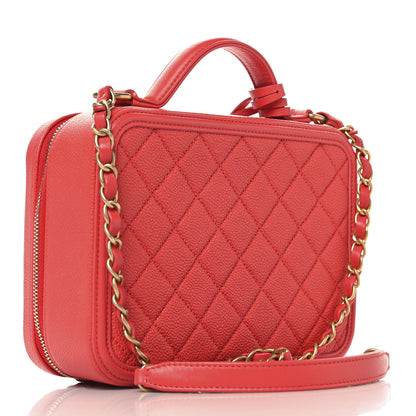 Chanel Caviar Quilted Medium CC Filigree Vanity Case Red 2 of 11
