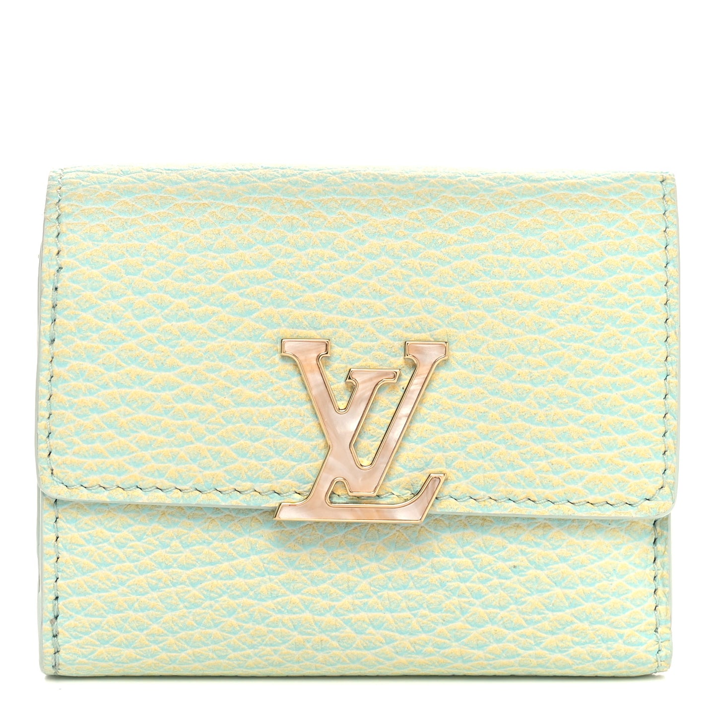 Taurillon Summer Stardust Capucines XS Wallet Vert D'Eau