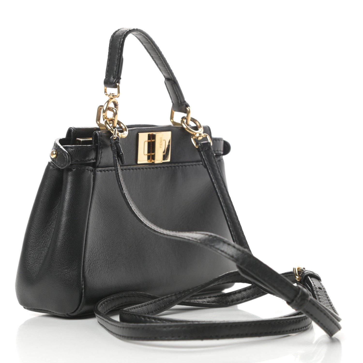 Fendi Nappa Micro Peekaboo Iconic Satchel Black 3 of 14