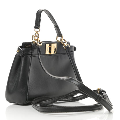 Fendi Nappa Micro Peekaboo Iconic Satchel Black 3 of 14