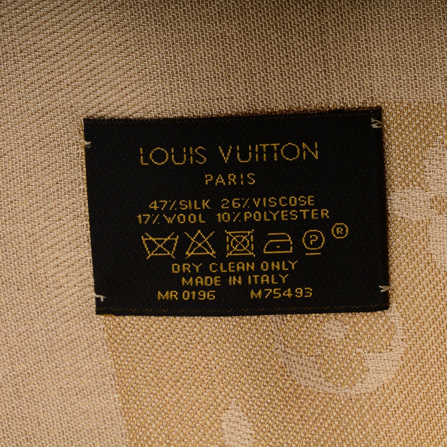 Silk Lurex Wool Monogram Shine Shawl Gold