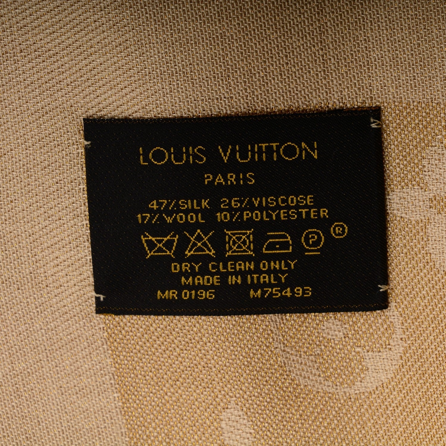 Louis Vuitton Silk Lurex Wool Monogram Shine Shawl Gold 5 of 5