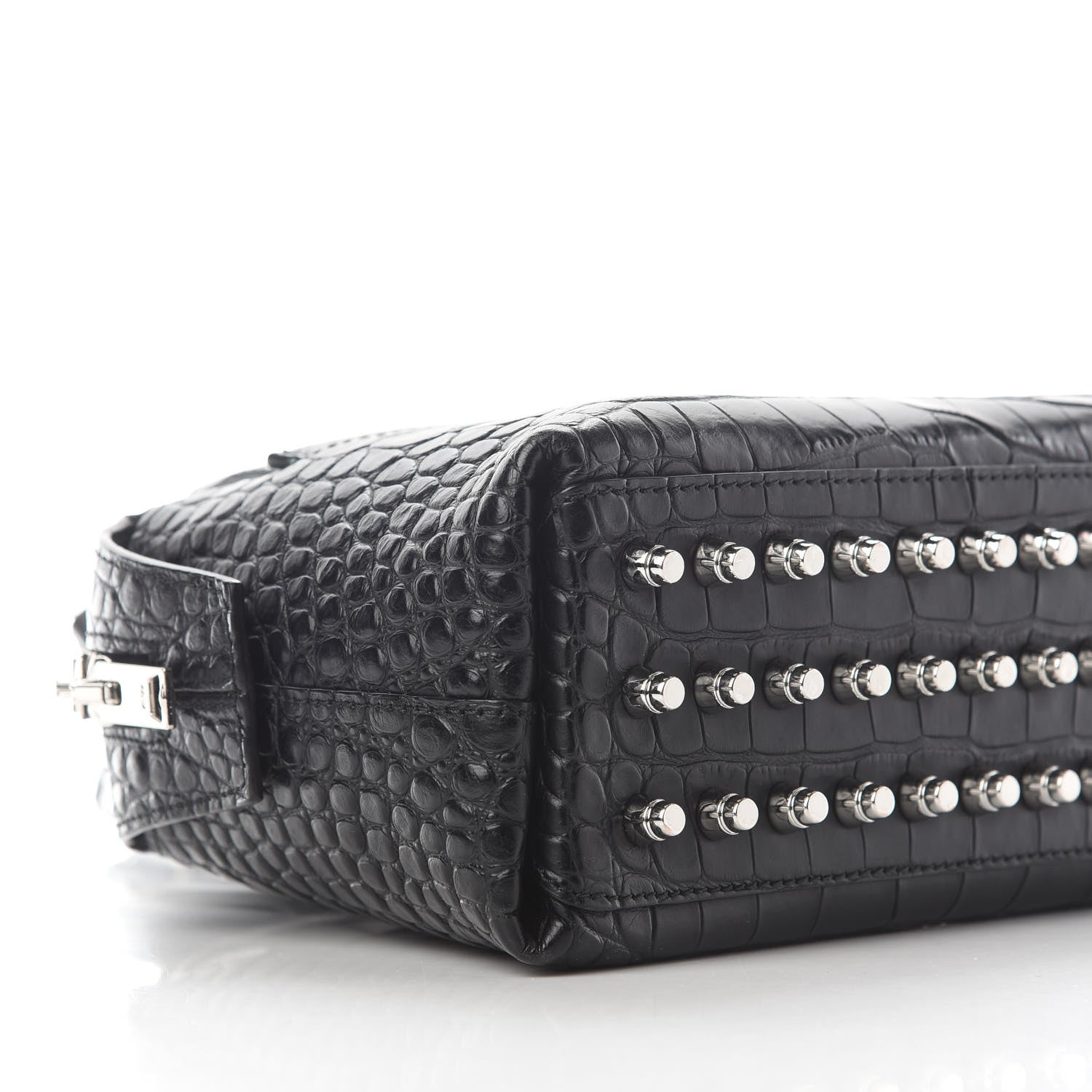 Alexander Wang Calfskin Crocodile Embossed Small Rogue Satchel Black Silver Hardware 7 of 8