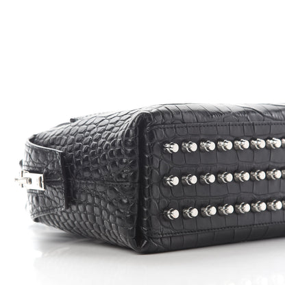 Alexander Wang Calfskin Crocodile Embossed Small Rogue Satchel Black Silver Hardware 7 of 8