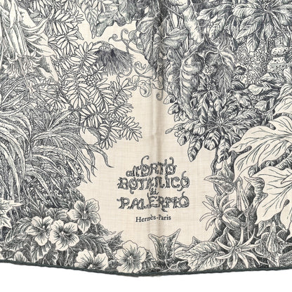 Hermes Cashmere Silk All 'Orto Botanico Di Palermo Shawl 140 Vert Loden Naturel Encre 2 of 4
