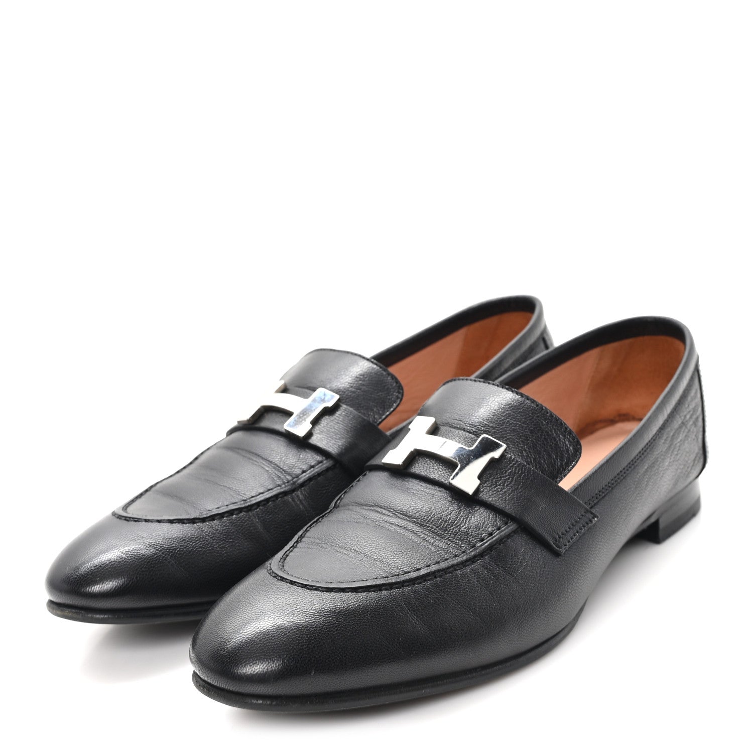 Hermes Goatskin Womens Paris Loafers 40 Black 4 of 11