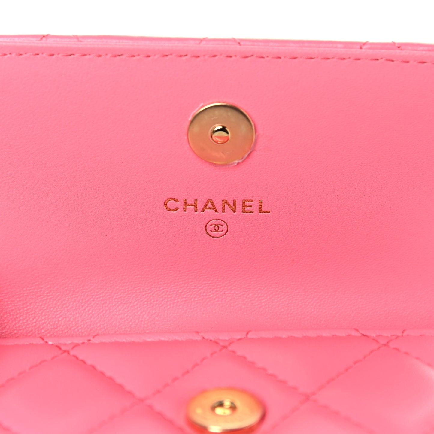 Lambskin Quilted CC Hook Card Holder Pink