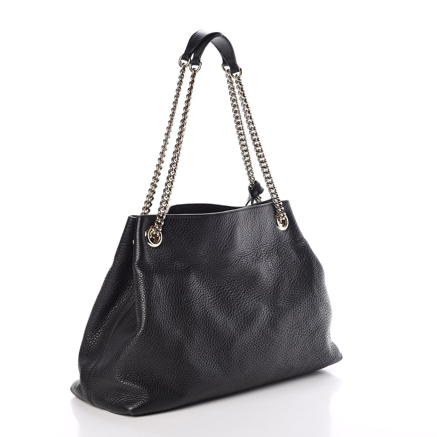 Pebbled Calfskin Medium Soho Chain Shoulder Bag Black