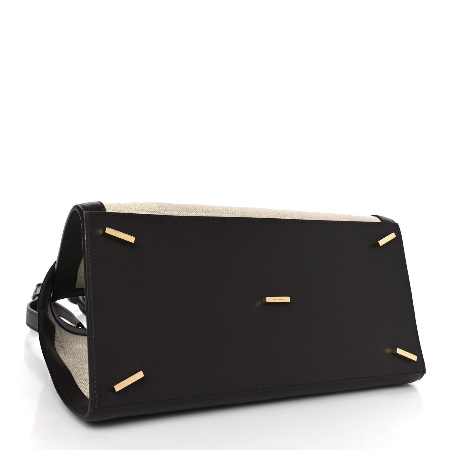 Calfskin Canvas Medium Hug Bag Natural Testa Di Moro