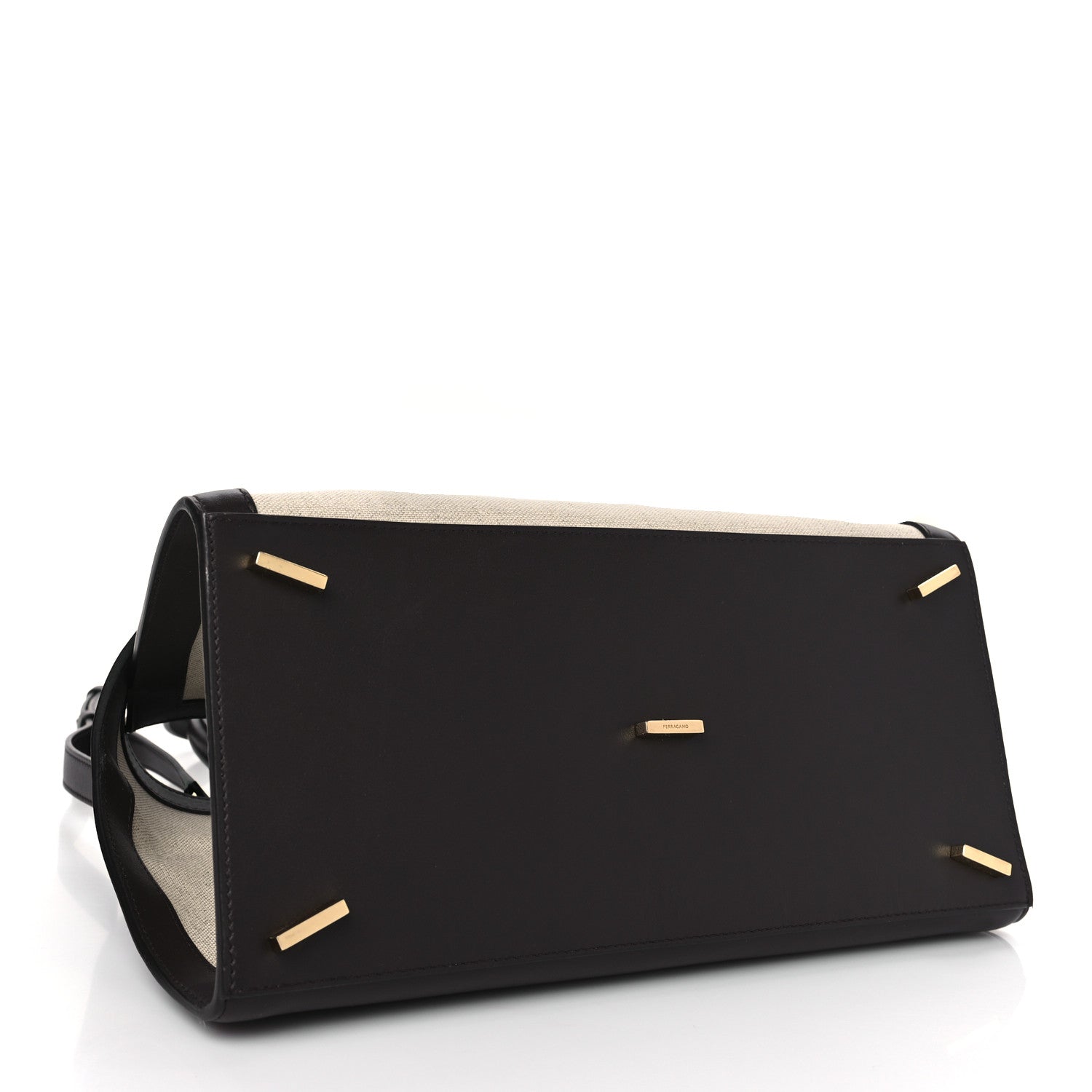 Salvatore Ferragamo Calfskin Canvas Medium Hug Bag Natural Testa Di Moro 4 of 8