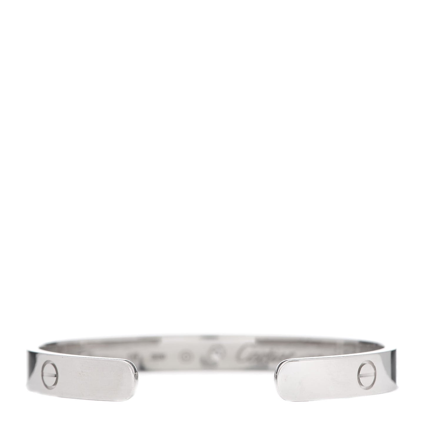18K White Gold 1 Diamond LOVE Cuff Bracelet 16