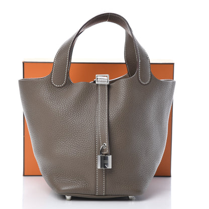 Hermes Taurillon Clemence Picotin Lock 18 PM Etoupe 13 of 13