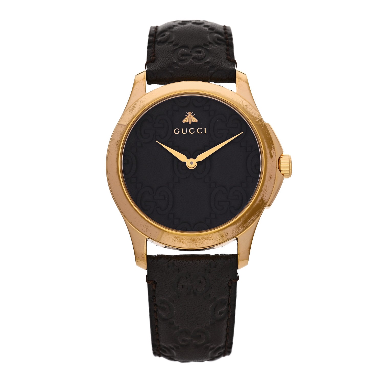 Gucci Stainless Steel Calfskin 38mm G-Timeless Quartz Watch Brown 1 of 5