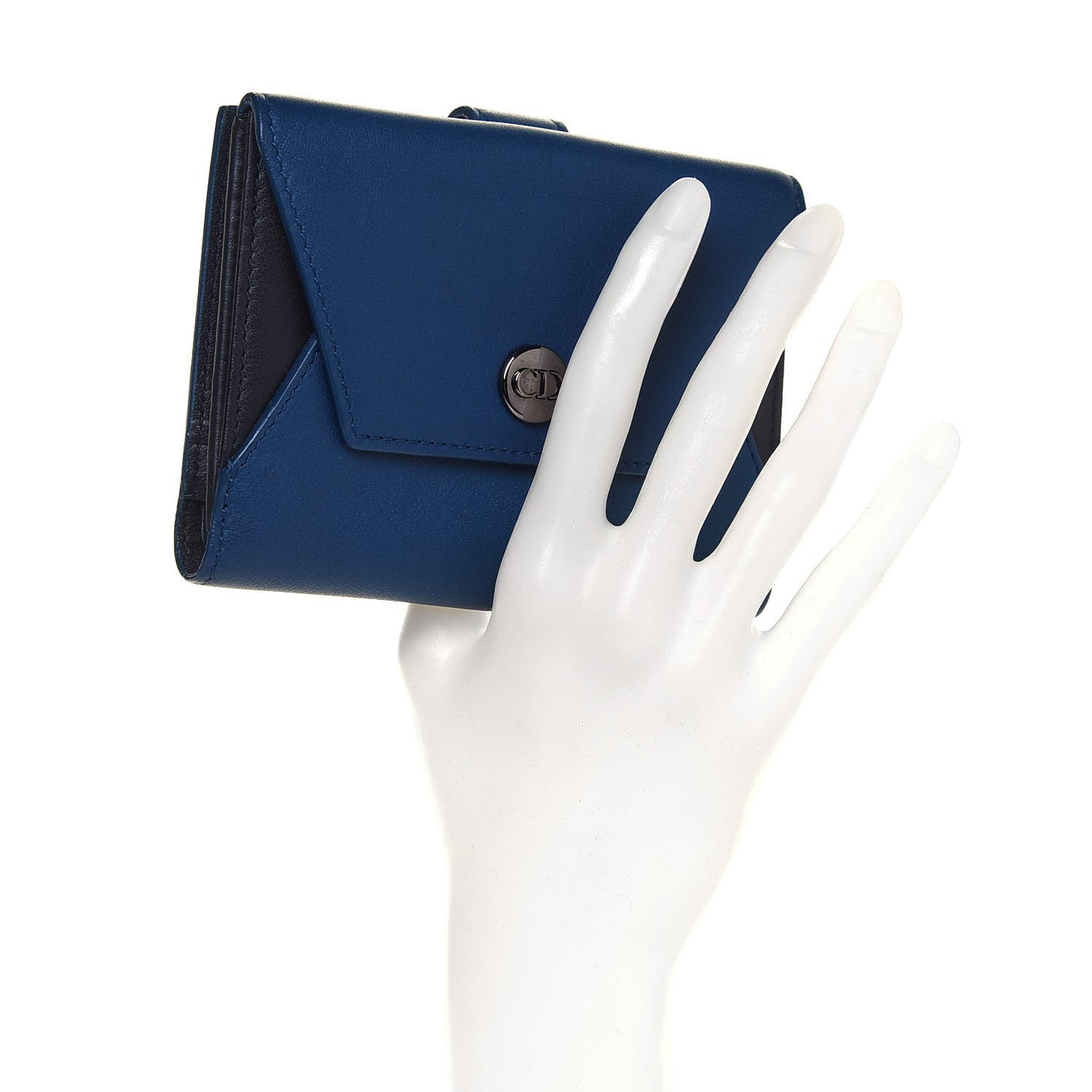 Calfskin Bi-Color Envelope Wallet Blue Black