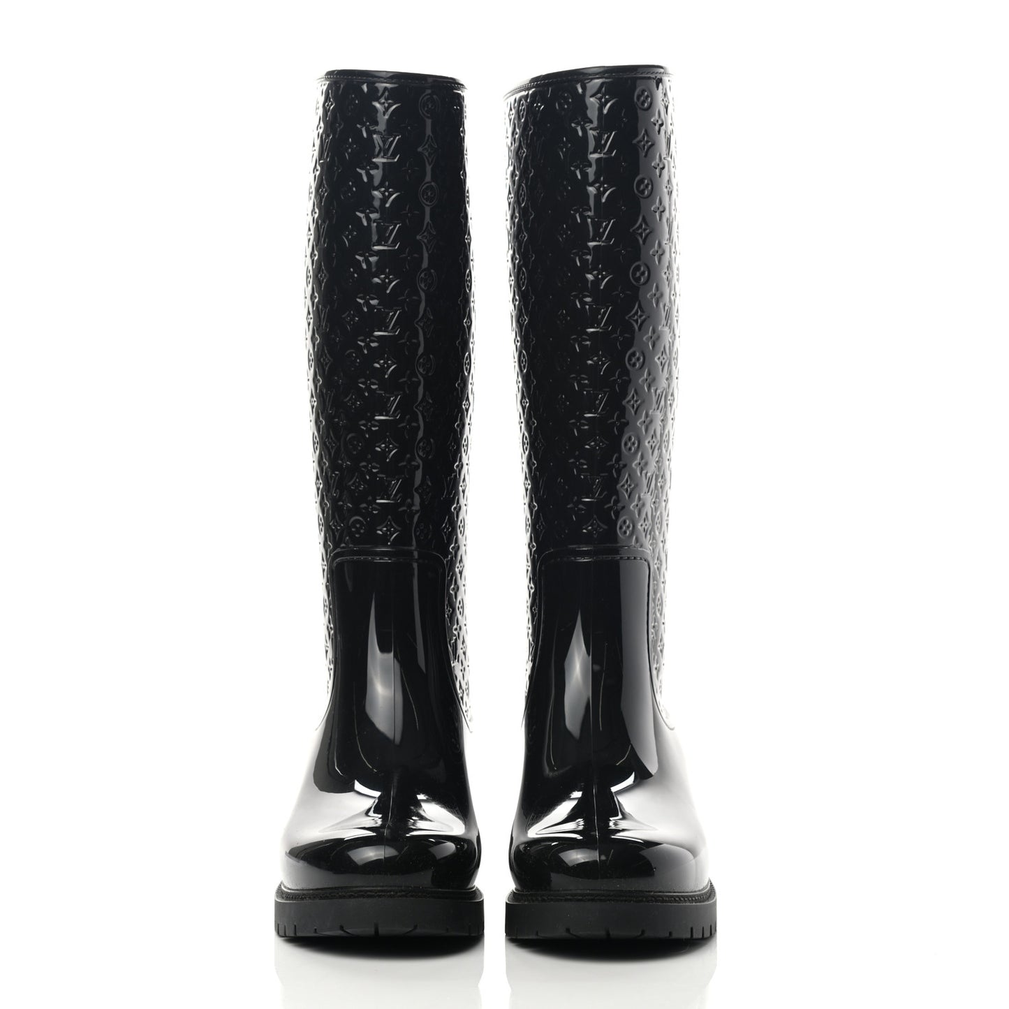 Rubber Embossed Monogram Splash Rain Boots 41 Black