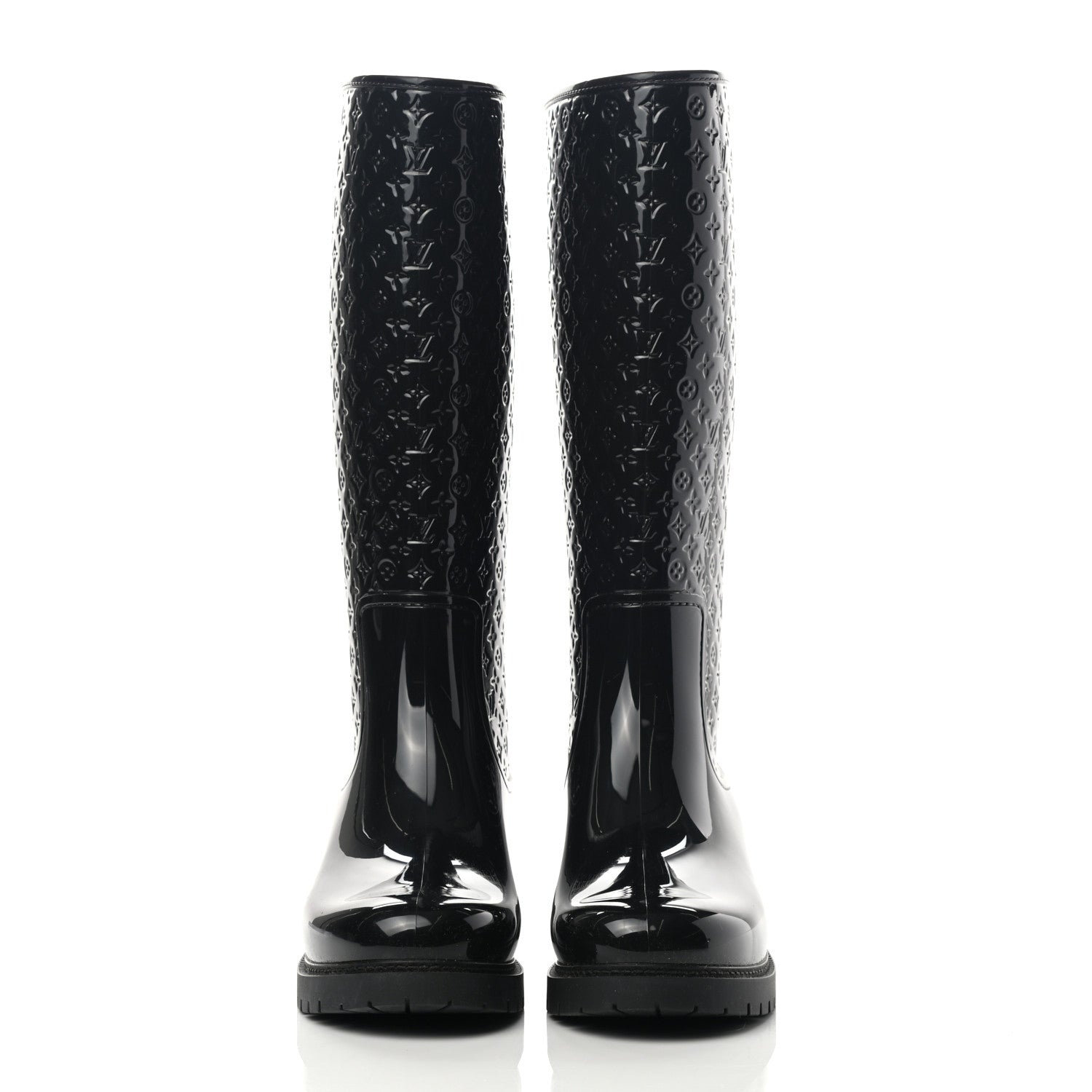 Louis Vuitton Rubber Embossed Monogram Splash Rain Boots 41 Black 2 of 10