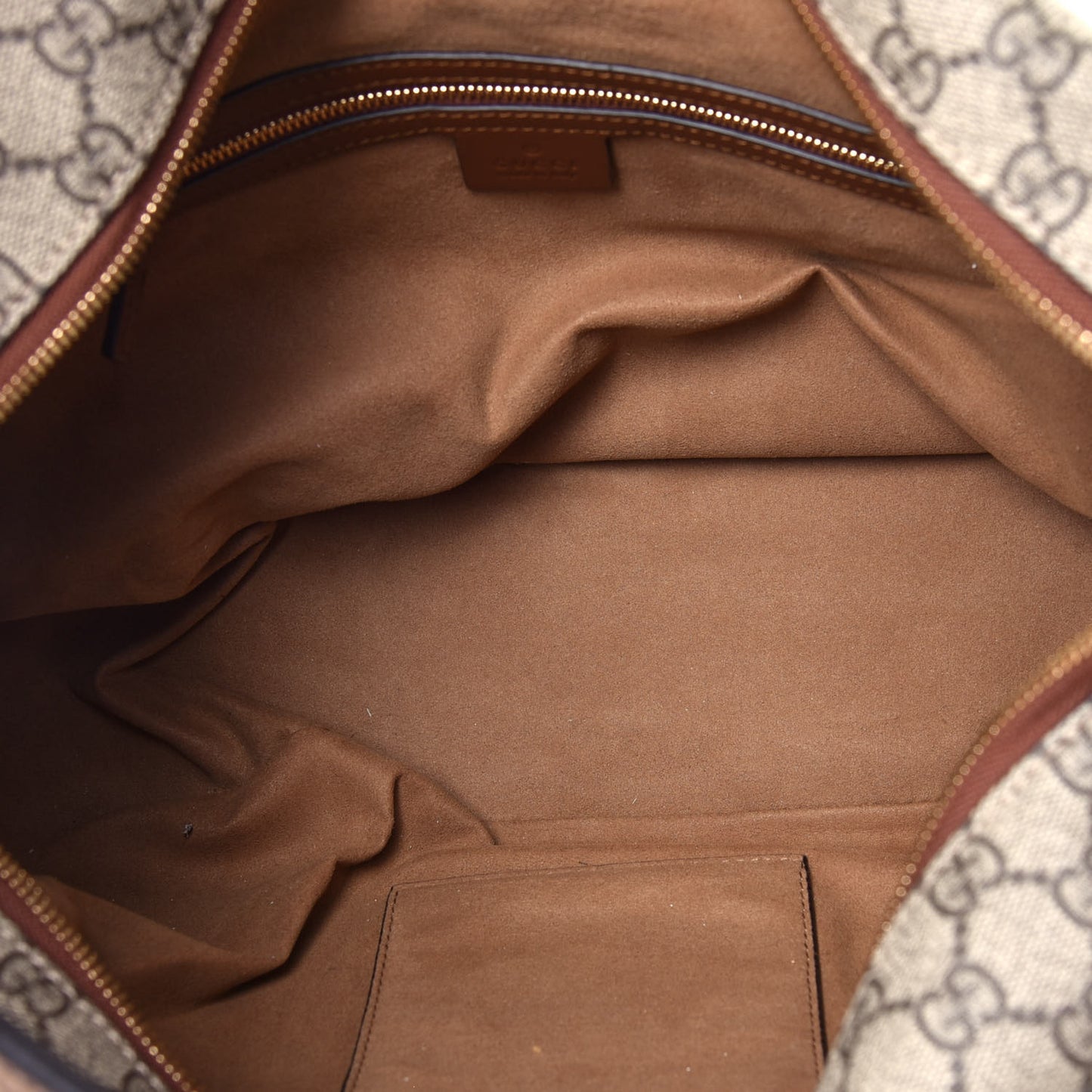GG Supreme Monogram Large Linea A Hobo Light Brown