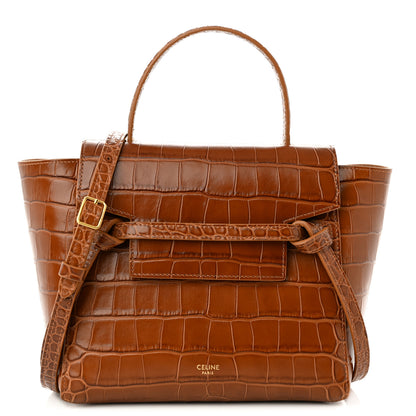 Celine Calfskin Crocodile Embossed Nano Belt Bag Camel 1 of 9