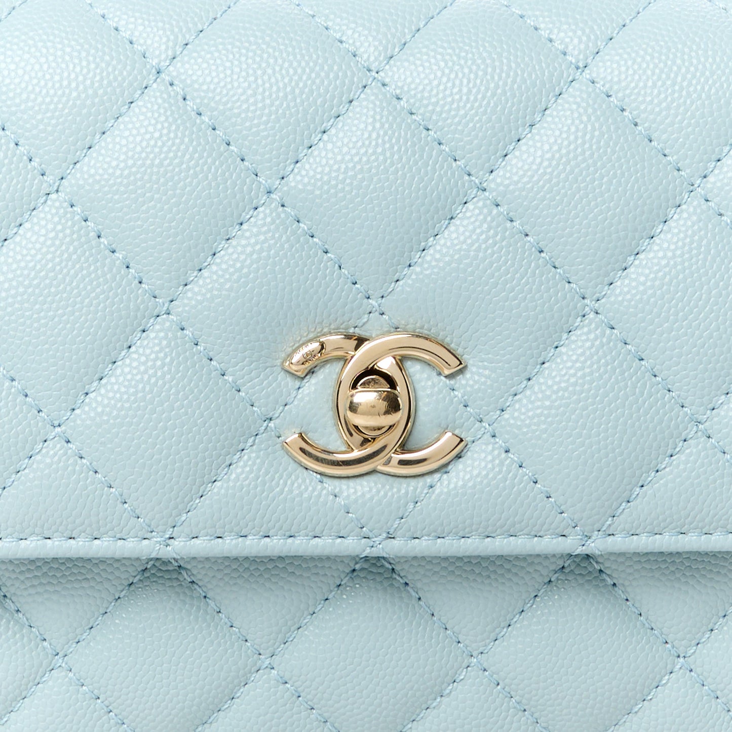 Caviar Quilted Mini Coco Handle Flap Light Blue