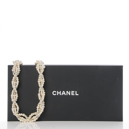 Chanel Graduated Pearl Crystal CC Long Necklace Silver 8 of 8