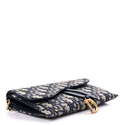 Christian Dior Oblique Saddle Chain Long Wallet Blue 5 of 11
