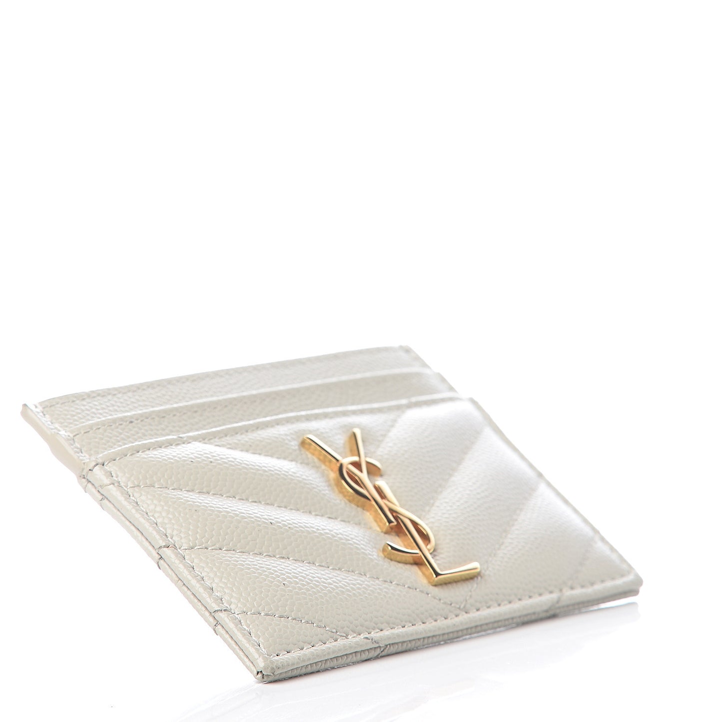 Grain De Poudre Matelasse Chevron Card Case Crema Soft