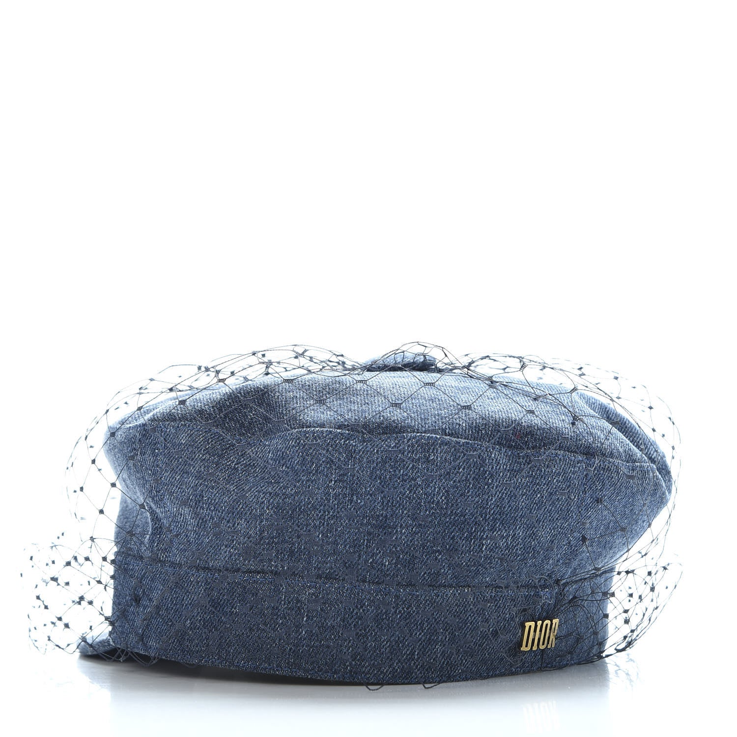 Christian Dior Denim Arty Cap with Veil 58 Blue 5 of 9