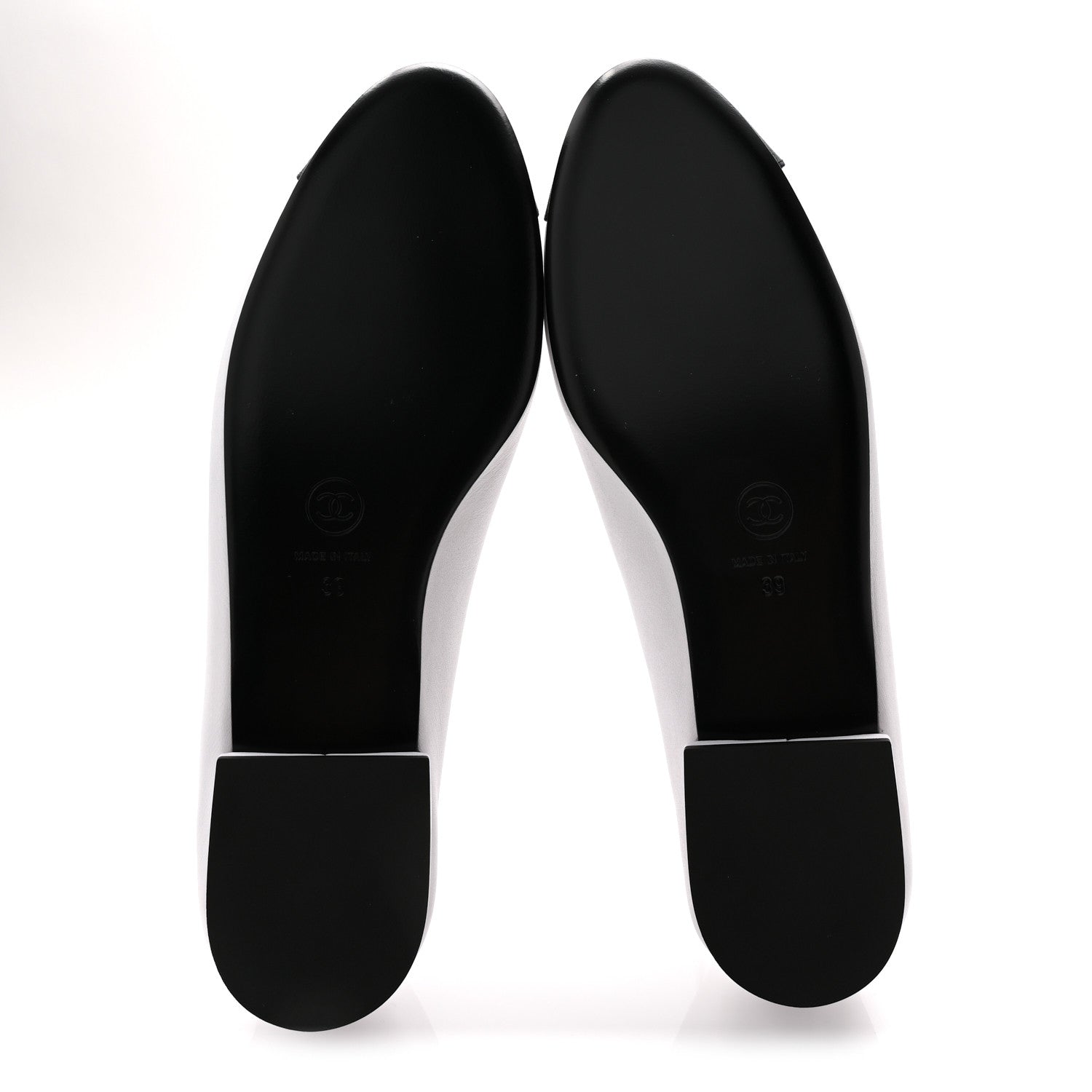 Chanel Calfskin Grosgrain Cap Toe CC Moccasin Loafers 39 White Black 6 of 10