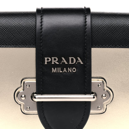 Prada Metallic City Calf Saffiano Cahier Bag Pirite Black 8 of 13