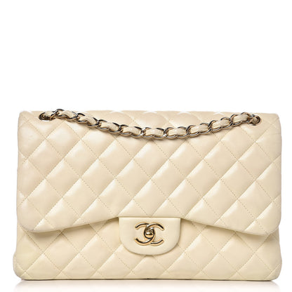 Chanel Lambskin Quilted Jumbo Double Flap Bag White 1 of 11