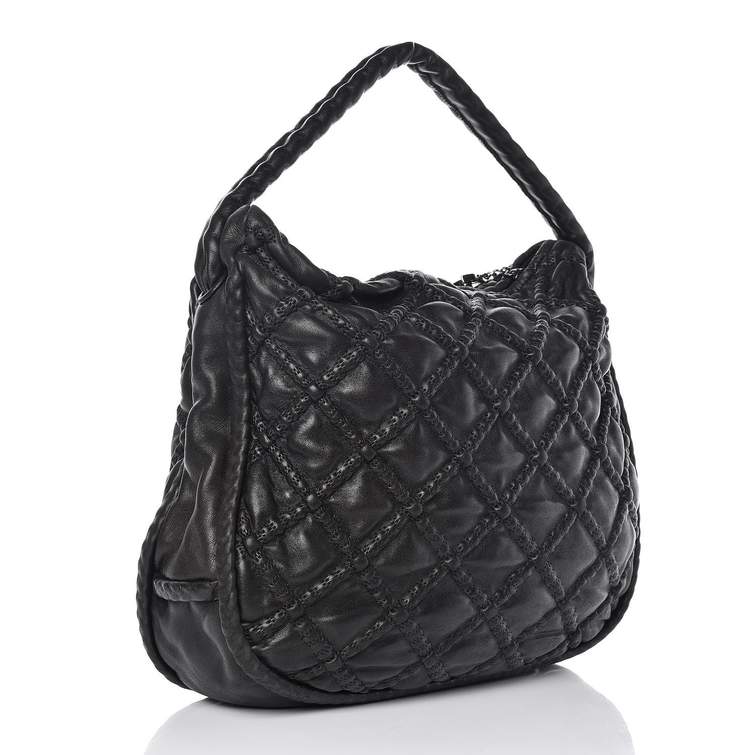 Chanel Lambskin Quilted Hidden Chain Hobo Black 3 of 9