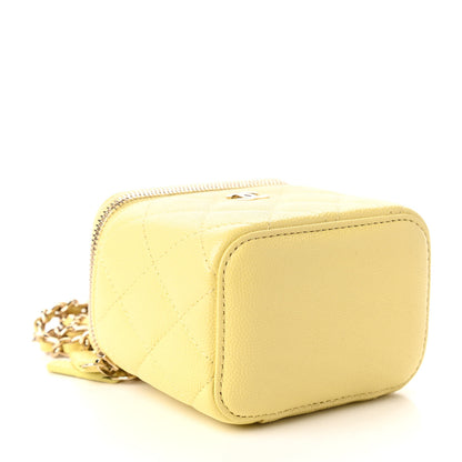 Chanel Caviar Quilted Mini Vanity Case With Chain Yellow 4 of 10
