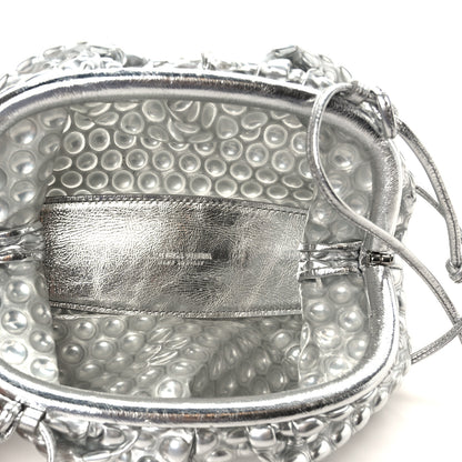 Bottega Veneta Metallic Fabric Bubble Wrap The Mini Pouch Silver 5 of 9