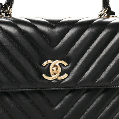 Chanel Lambskin Chevron Quilted Medium Trendy CC Dual Handle Flap Bag Black 8 of 10