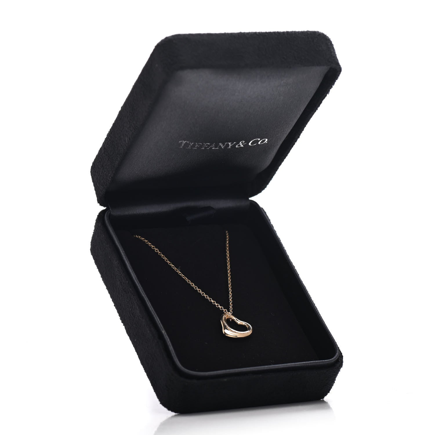 Tiffany 18K Yellow Gold Diamond 11mm Elsa Peretti Open Heart Pendant Necklace 5 of 5