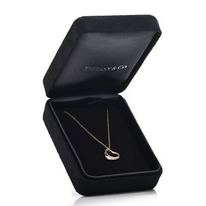 Tiffany 18K Yellow Gold Diamond 11mm Elsa Peretti Open Heart Pendant Necklace 5 of 5