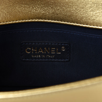 Chanel Metallic Lambskin Embossed Small Cube Boy Flap Gold 8 of 10