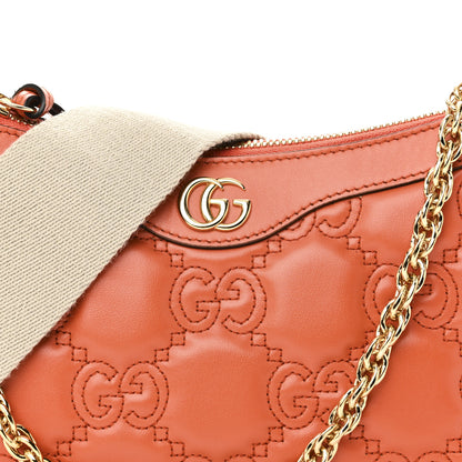 Gucci Calfskin GG Matelasse Chain Handbag Deep Orange Natural 9 of 12