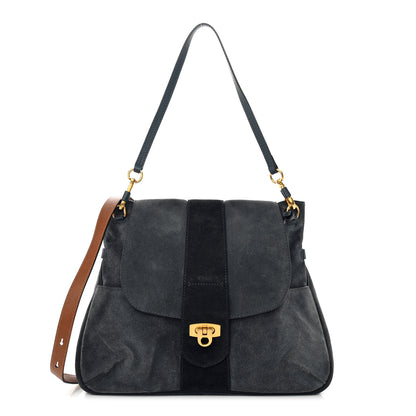 Chloe Suede Medium Lexa Shoulder Bag Silver Blue 1 of 12