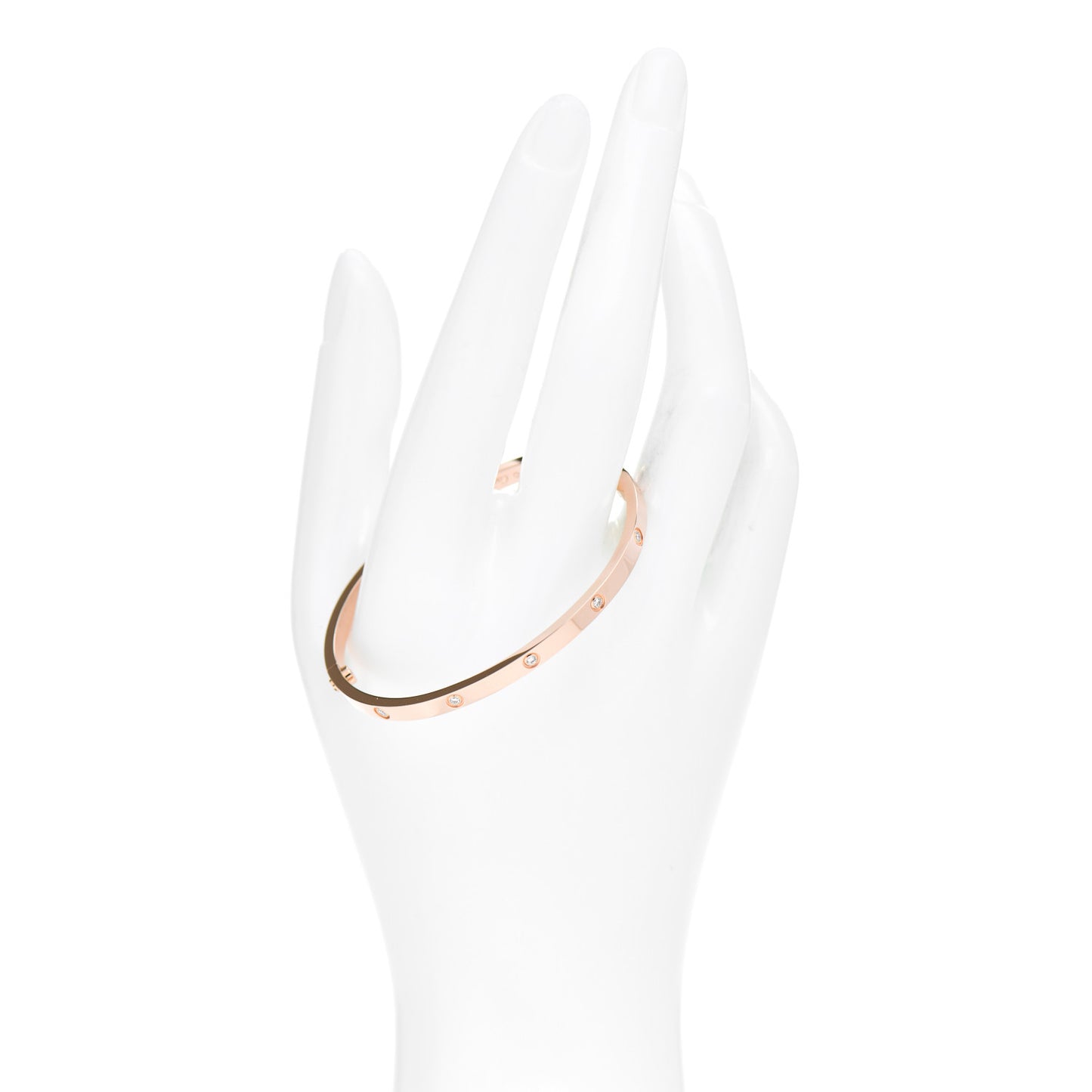 18K Pink Gold 10 Diamond Small LOVE Bracelet 16