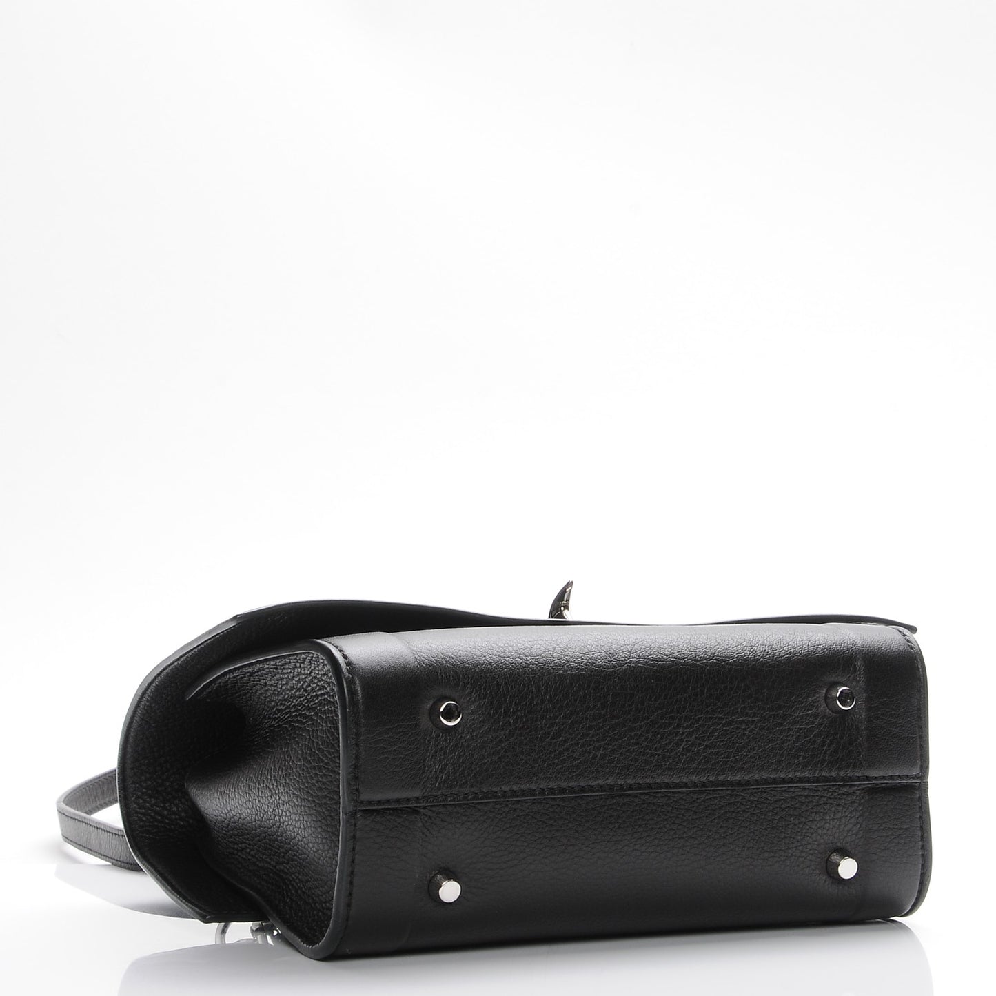 Grained Calfskin Mini Shark Lock Satchel Black