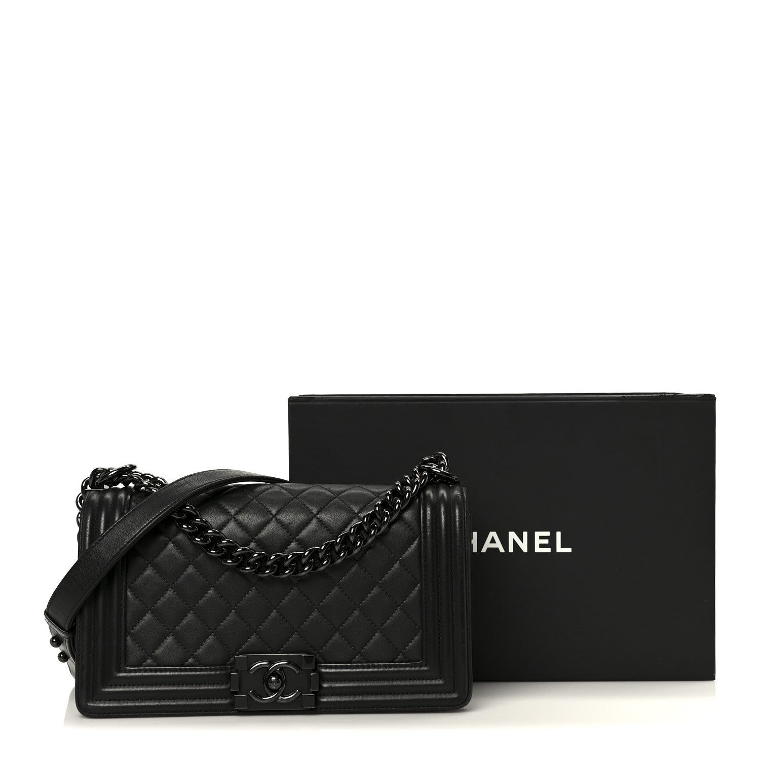 Chanel Calfskin Quilted Medium Boy Flap So Black 11 of 11