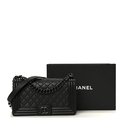 Chanel Calfskin Quilted Medium Boy Flap So Black 11 of 11